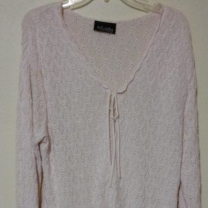 Pale Pink Crocheted Center-Tying Sweater by Definitely SZ XL
